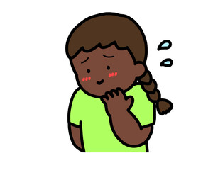 照れる　黒人の女の子