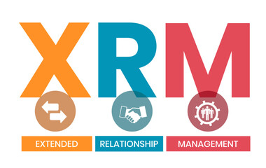 XRM - eXtended Relationship Management acronym. business concept background. vector illustration concept with keywords and icons. lettering illustration with icons for web banner, flyer