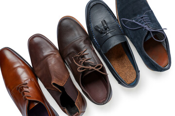 Man's shoes on white background. Top view