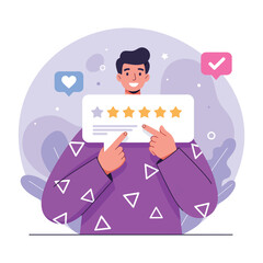 Five Star Customer Satisfaction Review Excellent Feedback Concept