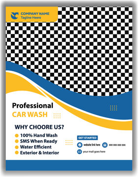 Modern Car Wash Flyer Template Professional Auto Cleaning Service Poster Design