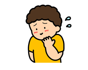 照れる　アジア人の男の子