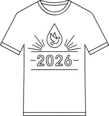 2026 peace dove t-shirt vector design, minimal black and white symbolic outline illustration