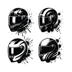 Motorcycle and Sport Helmets - Black and White Collection