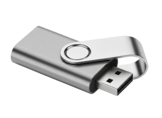 Silver USB Flash Drive Swivel PNG