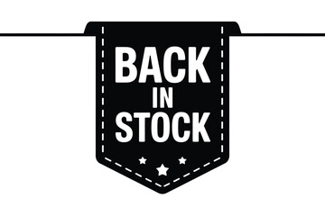 Black and white back in stock ribbon banner