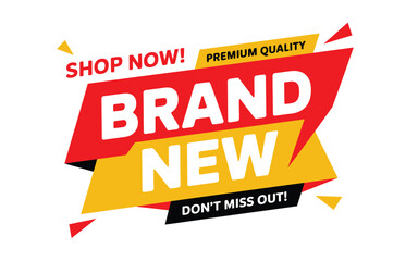 Bold brand new sale announcement with shop now and premium quality