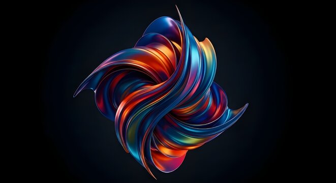 Abstract swirling colorful paint strokes with vibrant hues against a dark background