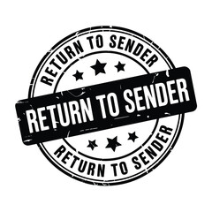 Return to sender stamp with stars and circular text