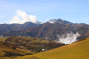 Highland village Gomismta under the clouds, Guria, Georgia