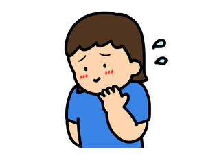 照れる　アジア人の女の子