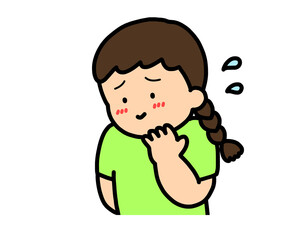 照れる　アジア人の女の子