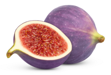 Fresh fig fruit and cut in a half isolated. Half of fresh fig.
