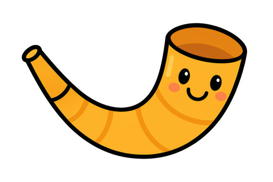 Shofar cartoon character representing jewish new year rosh hashanah flat design icon for culture and tradition