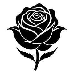 Regal Rose clean black silhouette design white background