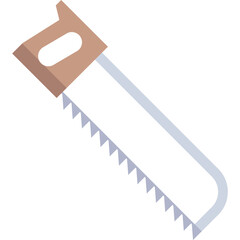 Flat Design Hand Saw Illustration With A Wooden Handle And Metal Blade Detailed Close Up Isolated On White Background For Construction And DIY Projects