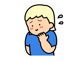 照れる　金髪の女の子