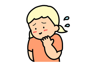 照れる　金髪の女の子