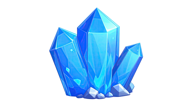 Blue gemstone cluster, crystalline, geometric and slightly iridescent