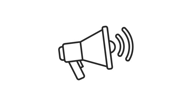 Announce your message with this dynamic megaphone icon broadcasting sound waves for impactful communication and marketing campaigns, Generative AI.