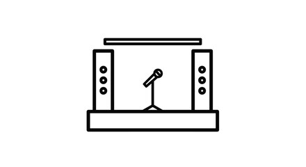 Dynamic stage with microphone and speakers ready for captivating performance or presentation conveying anticipation and excitement, Generative AI.