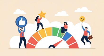 Obraz premium Boosting Performance and Customer Satisfaction A Collaborative Team Aiming for Excellence and Positive Feedback in Business Development and Growth Strategy Success