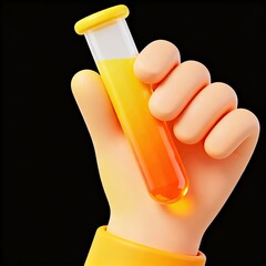 Hand holding test tube with liquid
