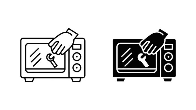 Illustration of a hand repairing a microwave oven vector illustration of appliance repair and maintenance