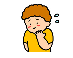 照れる　茶髪の男の子