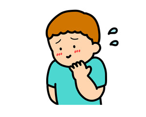 照れる　茶髪の男の子