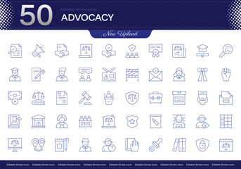 ADVOCACY stroke icon. ADVOCACY line icon set. editable stroke icon pack. Line, Thin, Linear Style Icon Bundle. Fully Customizable