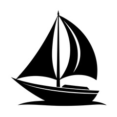 Sailboat vector clean black silhouette design white background