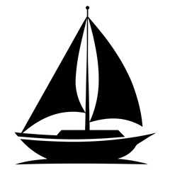 Sailboat vector clean black silhouette design white background