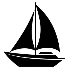 Sailboat vector clean black silhouette design white background