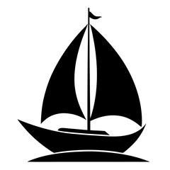 Sailboat vector clean black silhouette design white background