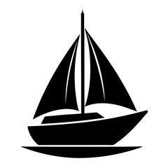 Sailboat vector clean black silhouette design white background