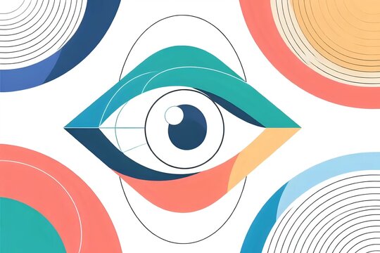 Abstract Eye Logo Design, Vision, Geometric Shapes, Modern Art - Powered by Adobe