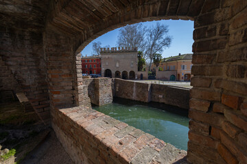 FONTANELLATO, ITALY, MARCH 20, 2025 - A glimpse from the Fortress of San Vitale in Fontanellato, Province of Parma, Emilia-Romagna, Italy