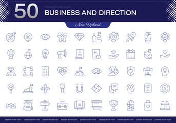 Business and Direction stroke icon. Business and Direction line icon set. editable stroke icon pack. Line, Thin, Linear Style Icon Bundle. Fully Customizable