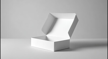 Open white box on plain background