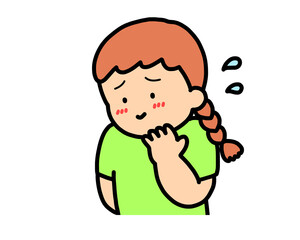 照れる　茶髪の女の子