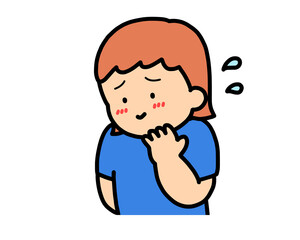 照れる　茶髪の女の子