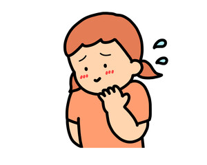 照れる　茶髪の女の子