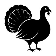 Turkey vector clean black silhouette design white background