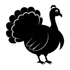 Turkey vector clean black silhouette design white background