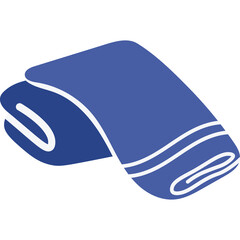 Folded Blue Blanket With White Outline On Transparent Background Cozy Comfort Soft Textile For Bed Or Sofa
