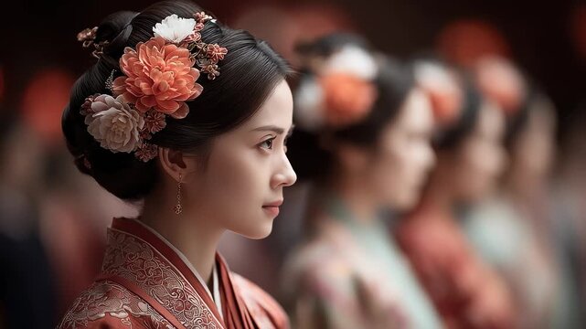 The beauty of traditional culture is shown in the exquisite makeup of the beautiful women of the Tang Dynasty