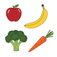 Adobe Illustrator Artwork.
Bright vector illustrations of fruits and vegetables, perfect for nutrition posters, organic food branding, and healthy lifestyle designs.