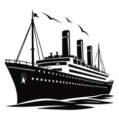 Titanic vector clean black silhouette design white background