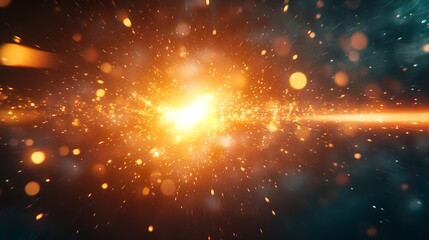 Fiery explosion of light with bokeh effect, creating a dramatic and captivating visual experience for the viewer